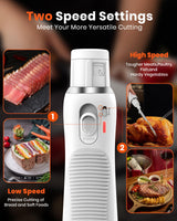 LAUDLIFE Electric Knife, Cordless Cutting Knife, Ergonomic Design with Comfortable Contoured Grip Rechargeable Easy-Slice Electric Carving Blade for Meat Slicing, Bread, Fillet, Turkey, White LAUDLIFE
