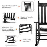 HOMESTEAD Wooden Rocking Chair Outdoor Furniture - Acacia Solid Wood Black Rocking Chair Front Porch Furniture - FSC Certified Hardwood Indoor & Outdoor Adirondack Rocking Patio Rocker Porch Chairs HOMESTEAD
