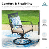 MFSTUDIO 9PCS Outdoor Patio Dining Set, Outdoor Table Chair Set with 1 Large Rectangular Expandable Table, 8 Armrest Chairs Include 6 Fixed and 2 Swivel Chair with Removable Cushions MFSTUDIO