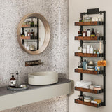 bukfen Over the Door Pantry Organizer, 6-Tier Adjustable Wooden Basket Kitchen Pantry Door Organization and Storage, Heavy-Duty Metal Hanging Kitchen Spice Rack,D6.3 x W17.71 x H50.60 inch,1 Pack bukfen