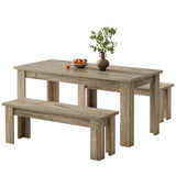 Tribesigns Dining Table Set for 6, 55.1-Inch Rectangle Kitchen Table with 2 Benches, 3-Piece Wooden Dining Room Table Set for Kitchen Tribesigns