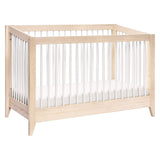 Babyletto Sprout 4-in-1 Convertible Crib with Toddler Bed Conversion Kit in Washed Natural and White, Greenguard Gold Certified babyletto