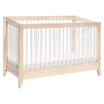 Babyletto Sprout 4-in-1 Convertible Crib with Toddler Bed Conversion Kit in Washed Natural and White, Greenguard Gold Certified