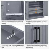 Yaheetech Kitchen Pantry Storage Cabinet with Drawer, 72.5" H Cupboard Pantry Cabinets with Adjustable Shelves and Barn Doors for Dining Room/Living Room, Dark Gray Yaheetech