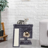 SYANDLVY Small Cat Tree for Indoor Cats Large Adult, Cat Tower with Scratching Post, Modern Cat House with Padded Perch, Kittens Condo with Board, Cat Cave (Smoky Grey) SYANDLVY
