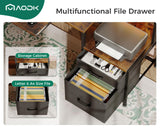 AODK 48" Computer Desk with Fabric File Cabinet and Drawer, Reversible Office Desk with Power Outlet and LED Light, Study Desk with Printer Stand, Keyboard Tray, Monitor Riser and PC Stand, Vintage AODK