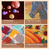 SJUTOUCI Horse Diamond Painting Kits for Adults, Diamond Art Kits for Beginners, 5D DIY Paint by Diamond Dots Bead Art, Full Round Drill Gem Art Craft Home Wall Decor Gift 12x12 inch SJUTOUCI