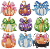8 Pcs DIY Diamond Art Painting Fashion Pumpkins Coasters with Holder, Diamond Craft Supplies Coasters for Drinks.PUM14 YIMORE