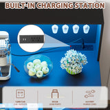 Wine Bar Cabinet with LED Light, Kitchen Coffee Bar Cabinet with Power Outlet, Home Liquor Cabinets with Glass Holder and Wine Racks, Modern Buffet Sideboard with Storage for Living Room, Kitchen SAHISTCT