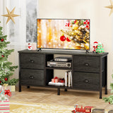 Furologee TV Stand with 4 Drawers, Small Entertainment Center with Open Shelf, Dresser TV Console Table for 50" TV, Media Center for Bedroom, Living Room/Black Oak Furologee