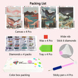 Muzagroo Art Diamond Painting Kits for Adults, DIY 5D Diamond Art Kits for Beginners, Abstract Landscape Arts and Crafts for Living Room, 4 PCS Kids Room Wall Art Muzagroo Art