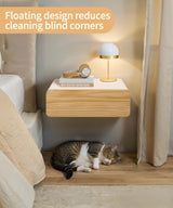 SUMGAR Floating Nightstand White with Drawers Modern Bedside Table Organiser Fully Assembled Shelf Small Spaces Wall Mounted Storage Wood Furniture for Bedroom Home Decor SUMGAR