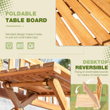 Greesum Outdoor Bench 2-Person Acacia Garden Chair Patio Porch Furniture with Foldable Small Table Plate for Deck, Yard, Balcony, Natural Greesum