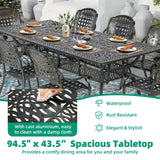 VIVIJASON 94.5" Patio Dining Table for 8-10 People, Large Rectangle Cast Aluminum Dining Table with 2" Umbrella Hole, Weather-Resistant Patio Dining Table for Deck Garden Backyards, Dark Bronze VIVIJASON