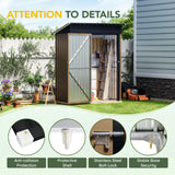 5x3FT Vertical Outdoor Steel Storage Shed, Lockable Doors, Compact Metal Tool Shed for Garden, Backyard, Patio, Utility, and Bike Storage,Brown BreezZ