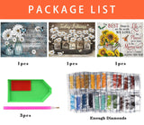 Diamond Art Kits for Adults - 3 Pack Inspirational Diamond Painting Kits for Adults, 5D Round Full Drill Vase Gem Art, Paint by Diamonds Pictures DIY Crafts Kits 16x12inch Axquilon