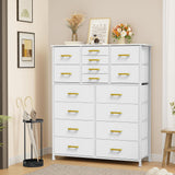 YITAHOME Dresser for Bedroom with 16 Drawers, Large Chest of Drawers, Tall Dressers for Bedroom with Wood Top and Metal Frame YITAHOME