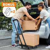 Ronlap Folding Hand Truck, Foldable Dolly Cart for Moving 500lbs Heavy Duty Luggage Cart Portable Platform Cart Collapsible Dolly with 6 Wheels & 2 Ropes for Travel House Office Moving, Black Ronlap