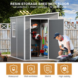 Outdoor Resin Storage Shed 5x4 FT Sheds Kit with Floor Window Lockable Door Included, Waterproof Outside Plastic Sheds for Backyard Garden Patio Lawn Tools WELYAS