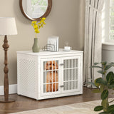 rehomerance Heavy Duty Dog Crate Furniture for Small and Medium Dogs, Indestructible Metal Kennel for High Anxiety Dogs, Chew Proof Pet Cage Indoor, Decorative Dog Kennel End Table, White rehomerance
