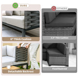 PIZZELLO 8 Pieces Outdoor Patio Furniture Sets, Outdoor Conversation Sets Sectional Sofa with 6" Thick Cushions and 2 Coffee Tables, Convertible Modular Patio Sofa for Backyard, Garden, Deck PIZZELLO