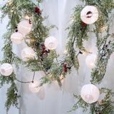 Winly 2 Pcs Artificial Snowy Cedar Garland with Pine Cones and Red Berries Christmas Greenery Garland 6 Ft Christmas Wedding Winter Holiday Party Table Runner Mantle Seasonal Centerpiece Decoration Winlyn
