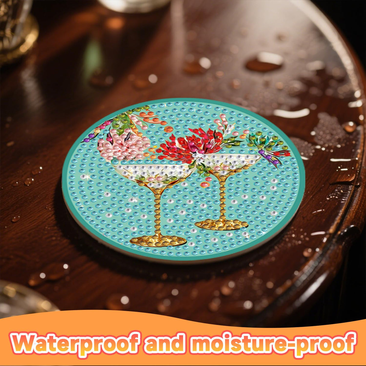 CYNART 8 PCS Cocktail Diamond Art Coasters Kit with Holder, Cocktail Diamond Painting Coasters Complete Kit, Gem Art Coaster for Women, Teens and Beginners, Relaxing DIY Craft Gift CYNART