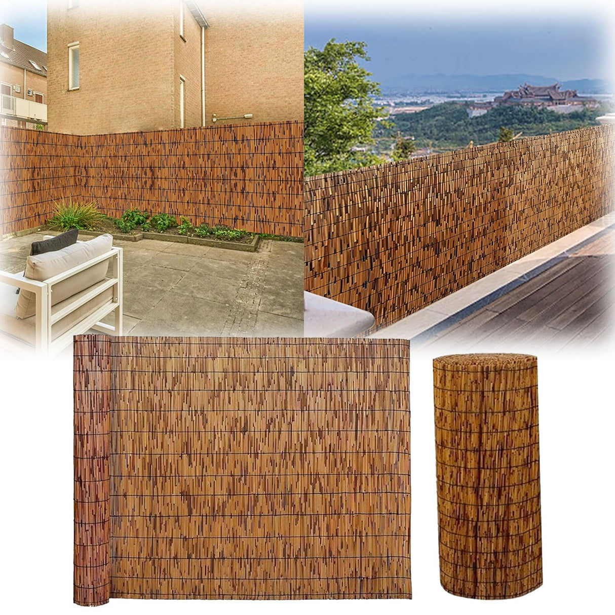 Natural Reed Bamboo Fencing Roll, Bamboo Privacy Screen 4 Feet High X 16.4 Feet Long for Garden Balcony Window Indoor Outdoor(H0.61xL4m/H2xL13ft) VRVTDYDCL
