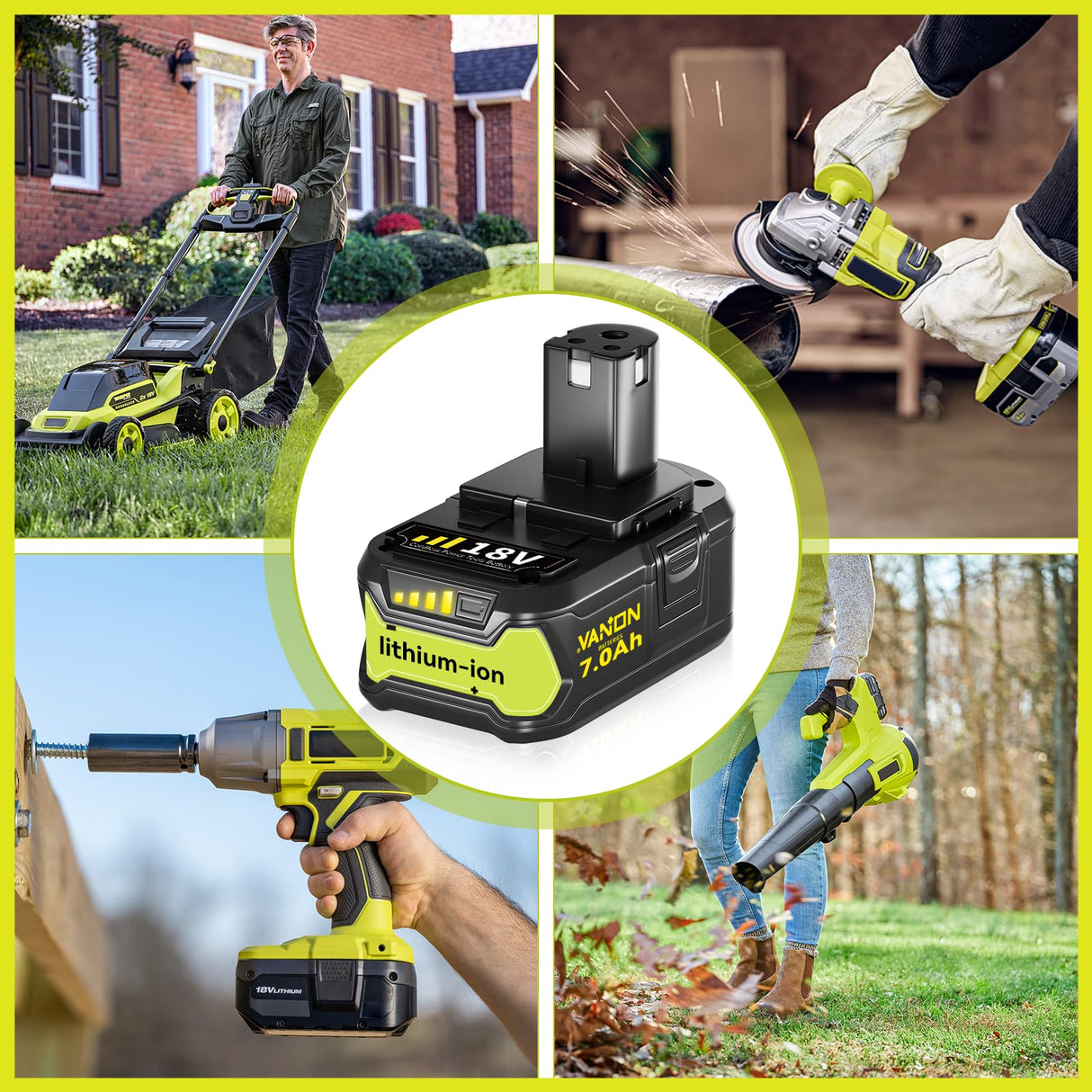 VANON Replacement for Ryobi 18V Battery 7.0Ah Lithium ion 18 Volt Batteries Replacement for Ryobi One 18V Cordless Tools P108 P107 P105 P104 P103 2Pack VANON