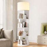 INNOD Rotating Bookshelf with Light, 4 Tier Spinning Bookshelf Tower, 360° Revolving Bookcase, Small Corner Book Shelf for Kids Rooms, Bedrooms, Living Rooms, Home Offices, and Compact Areas, White INNOD