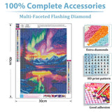 YarnWhimsy Aurora Diamond Art Kits for Adults,Landscape Diamond Painting Kits for Adults Beginners,Mountain 5D Diamond Painting with Round Gem Art Kits for Gift Home Wall Decor 12x16 Inch YarnWhimsy