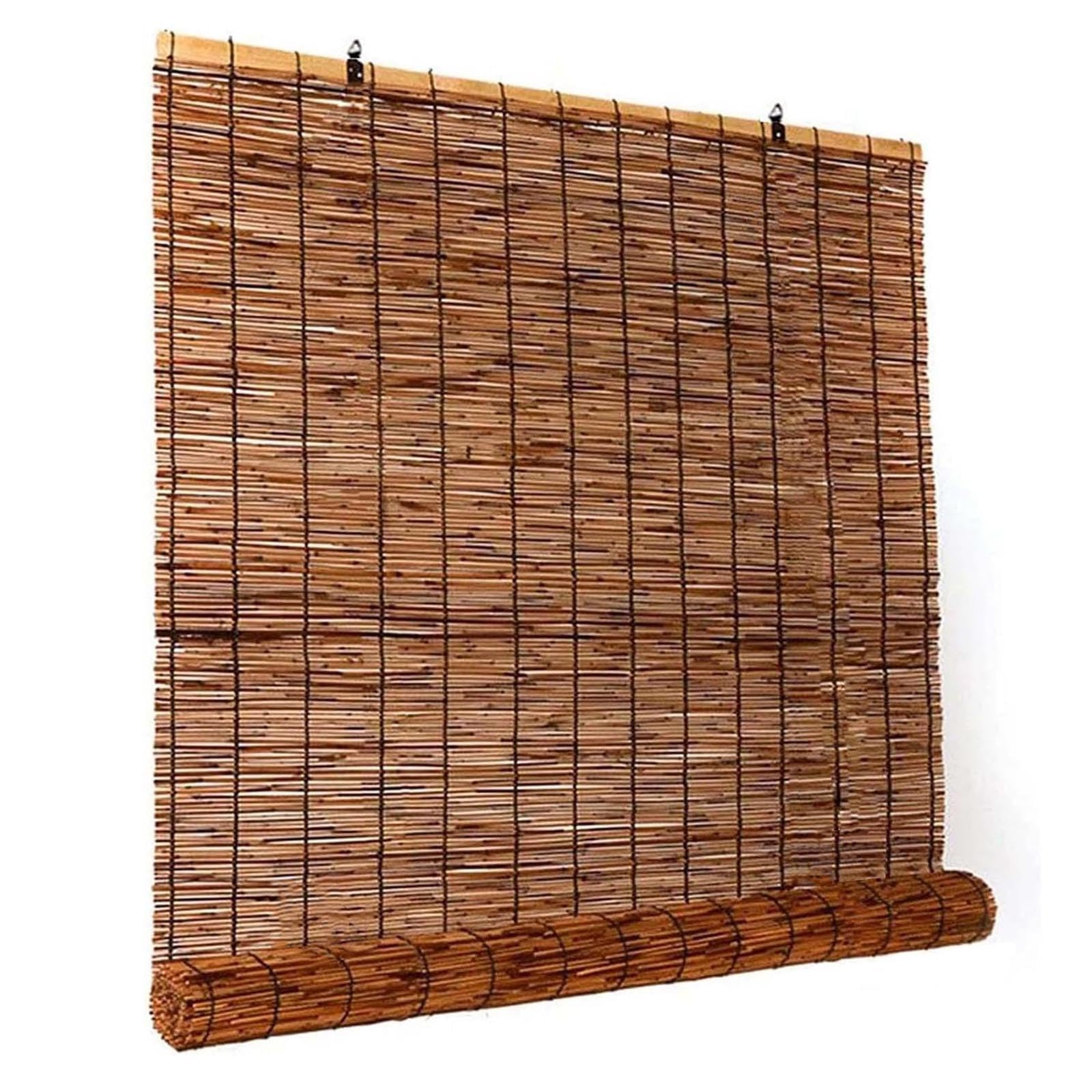 Customisable Roll Up Bamboo Shades for Outdoor Spaces - Retro Reed Blinds for Patios and Porches - WoodArtSupply