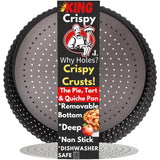 Jean Lemond: Why Holes: For The Crispiest Crusts. King Crispy's Deep Pie, Tart & Quiche Pan. A Non-Stick, Removable Bottom, Dishwasher Safe, Perforated Pie Pan Baking Plate Dish. (9 inch x 2 Deep) Jean Lemond