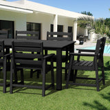 LOUNZY 9-Piece Patio Dining Set, 90'' Outdoor HDPE Luxury Table with 8 Weather-Resistant Chairs for Backyard, Deck, Lawn, Poolside, Black LOUNZY
