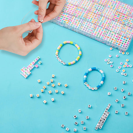 1400pcs Letter Beads, 4x7 mm Acrylic Alphabet Beads, Beads for Jewelry and Bracelet Making, in 28 Grid Box (White and Black) Weiyiziens