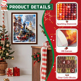 EMIEAUFG Christmas Diamond Art Kits for Adults, Christmas Train Diamond Paiting Kit for Beginners, 5D DIY Round Full Drill Craft Diamond Dot Gem Art, Home Wall Decor 12" x 16" EMIEAUFG