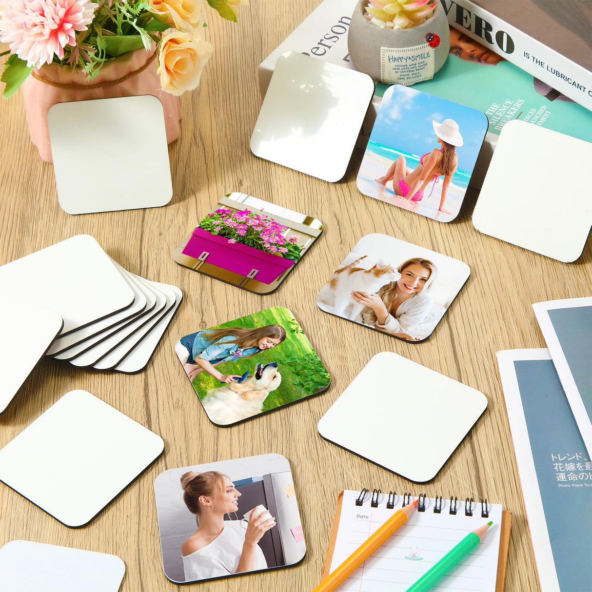 3 x 3 Inch Sublimation Blank Refrigerator Magnets Sublimation Square Fridge Magnets Sublimation Magnet Blanks MDF Sublimation Blanks DIY Decorative Magnets for Car Home Office Kitchen Wall(100 Set) Flutesan