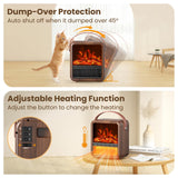 Riseon Small Portable Space Heater for Indoor use with Realistic 3D Flame, Mini Electric Fireplace Heater with Thermostat, 1500W/750W PTC Ceramic Heating, Tip-Over Safety Switch, Walnut Riseon
