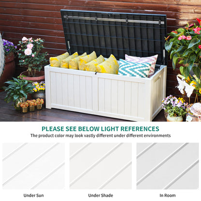 YITAHOME 120 Gallon Outdoor Storage Deck Box, Large Resin Patio Storage for Outdoor Pillows, Garden Tools, Waterproof, Lockable (Black&White)