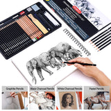 PANDAFLY Drawing Sketching Pencil Set, 42 Pack Pro Art Pencil Kit with Graphite Pencils (14B-4H), Charcoal Pencil, Ideal for Shading, Blending, Drawing Set for Beginners & Pro Artists PANDAFLY