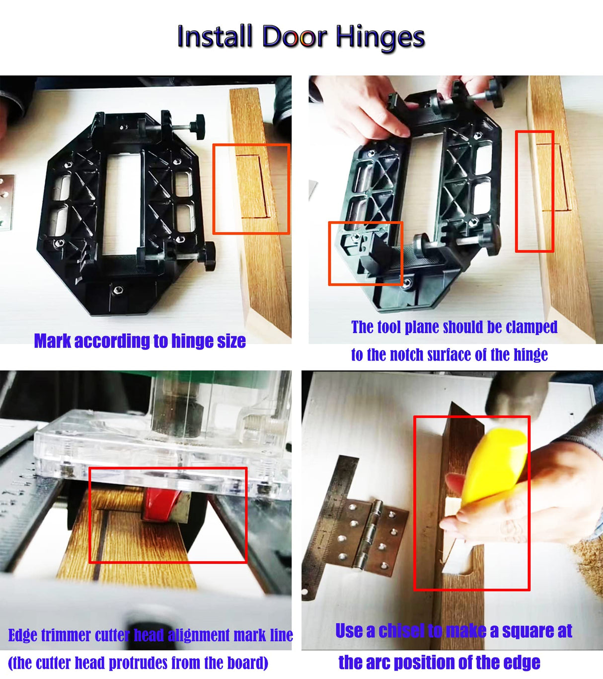 Aluminum Alloy Door Hinge Jig ，Door Hinge Hole Woodworking Hole Opener Slotting Locator ，Hinges for Wood Cabinet Kitchen Door Lock Installation ZMURED
