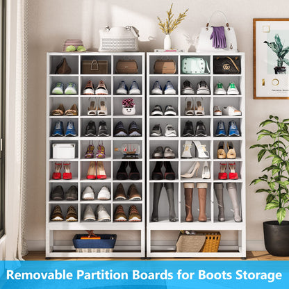 Tribesigns Shoe Storage Cabinet 55inch, 8-Tier Freestanding Cube Closet Organizers, 24 Pair White Shoe Rack Storage with Movable Partition Boards for Hallway, Bedroom, Closet, Entryway - WoodArtSupply