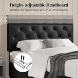 Yaheetech Full Bed Frame Upholstered Bed Frame with Adjustable Diamond Button-Tufted Headboard/3 Drawers Storage, Queen Platform Bed/Strong Wooden Slats, Black Full Bed Yaheetech