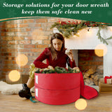 BlessedSeason Wreath Storage Container，Christmas Wreath Storage Bags for 2 Wreath with Dual Zipper and Handles, Dust, Pest Protection,Holiday Wreaths Storage Holder 24” (RED) BlessedSeason