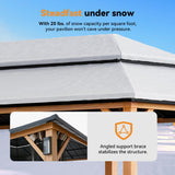 Modern Shade The Horizon Permanent Hardtop Gazebo 12' x 20' w/ 4 LED Lights, Outdoor Gazebo w/Galvanized Steel Double Roof, Patio Pavilion w/Decor Hooks, Mosquito Nettings, Wood-Looking Modern Shade Outdoor Living Spaces