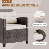 JAMFLY 3 Pieces Wicker Patio Furniture Set Outdoor, Wicker Chairs Conversation Set Small Patio Furniture for Apartment Balcony Bistro, Beige JAMFLY