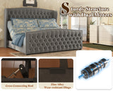 AMERLIFE King Size Adjustable Bed Frame with 51" H Velvet Upholstered and Deep Button Tufted Headboard, Electric Bed with Dual Motor/Nailhead Trim Wingback, No Box Spring Needed, Grey AMERLIFE