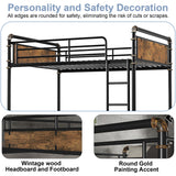 Twin XL over Twin XL Industrial Bunk Beds for Kids and Teens , Heavy-Duty 2 IN 1 Metal Convertible Bunk Bed with Ladder and Slats Support ,15.9" High Guard Rail,Space-Saving ,Noise Reduced,Black MoproBeti