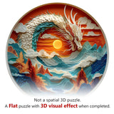 Wooden Puzzles for Adults - Flat Puzzle with 3D Visual Effect Dragon Puzzle, Unique Shape 100 Pieces Wooden Jigsaw Puzzles, Paper Sculpture Modern Art Puzzle, Good Gift Idea for Family(S-8.5 * 8.5in) Pijesaksa