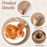 SEPGLITTER 12 Pcs Round Burlap Placemats Bulk 11.8 inches Brown Reusable Natural Jute Table Mats for Wedding Dinner Party Farmhouse Dinner Table Decor SEPGLITTER